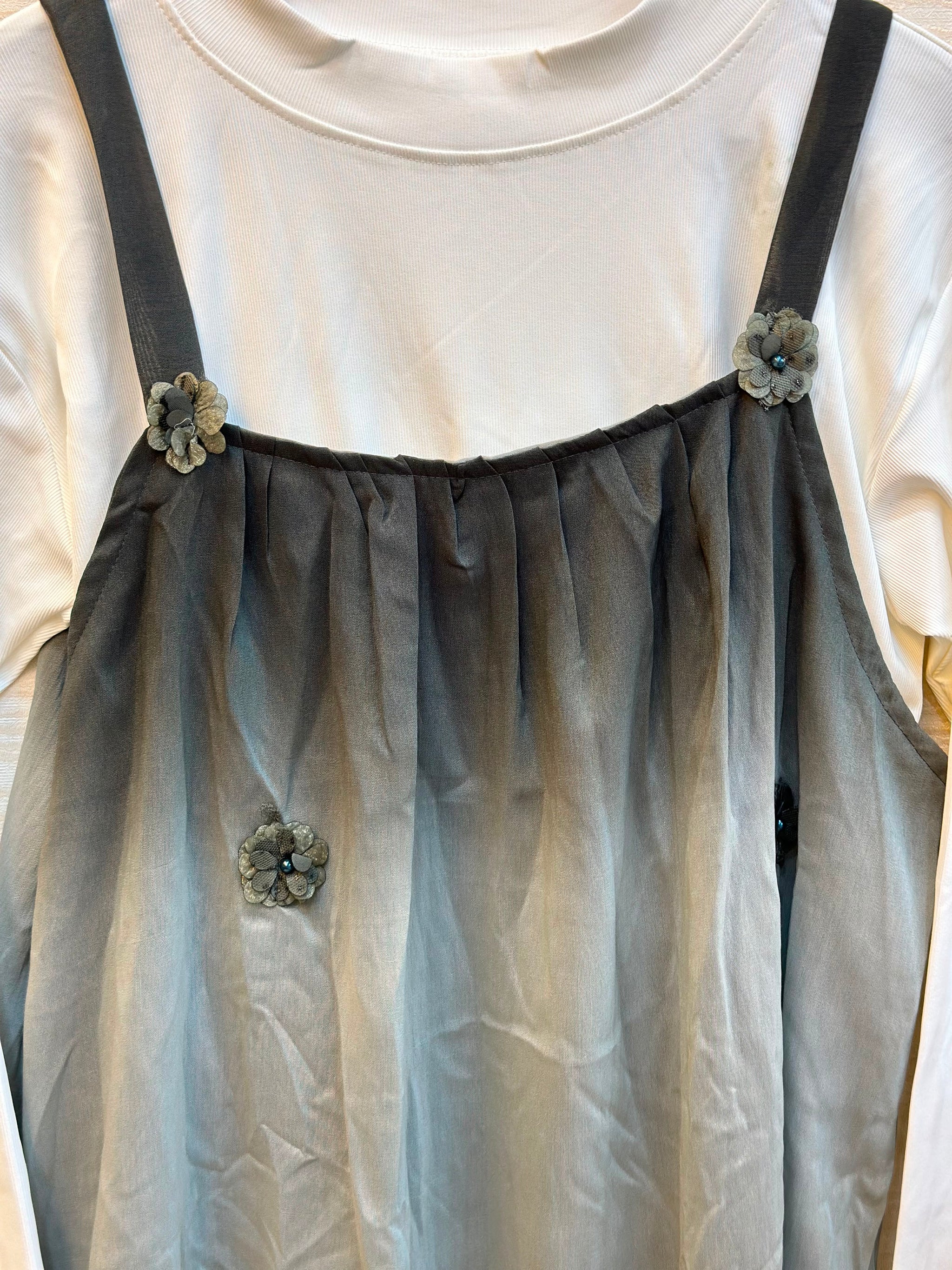1015 Floral Flare Coord Set - Charcoal Gray