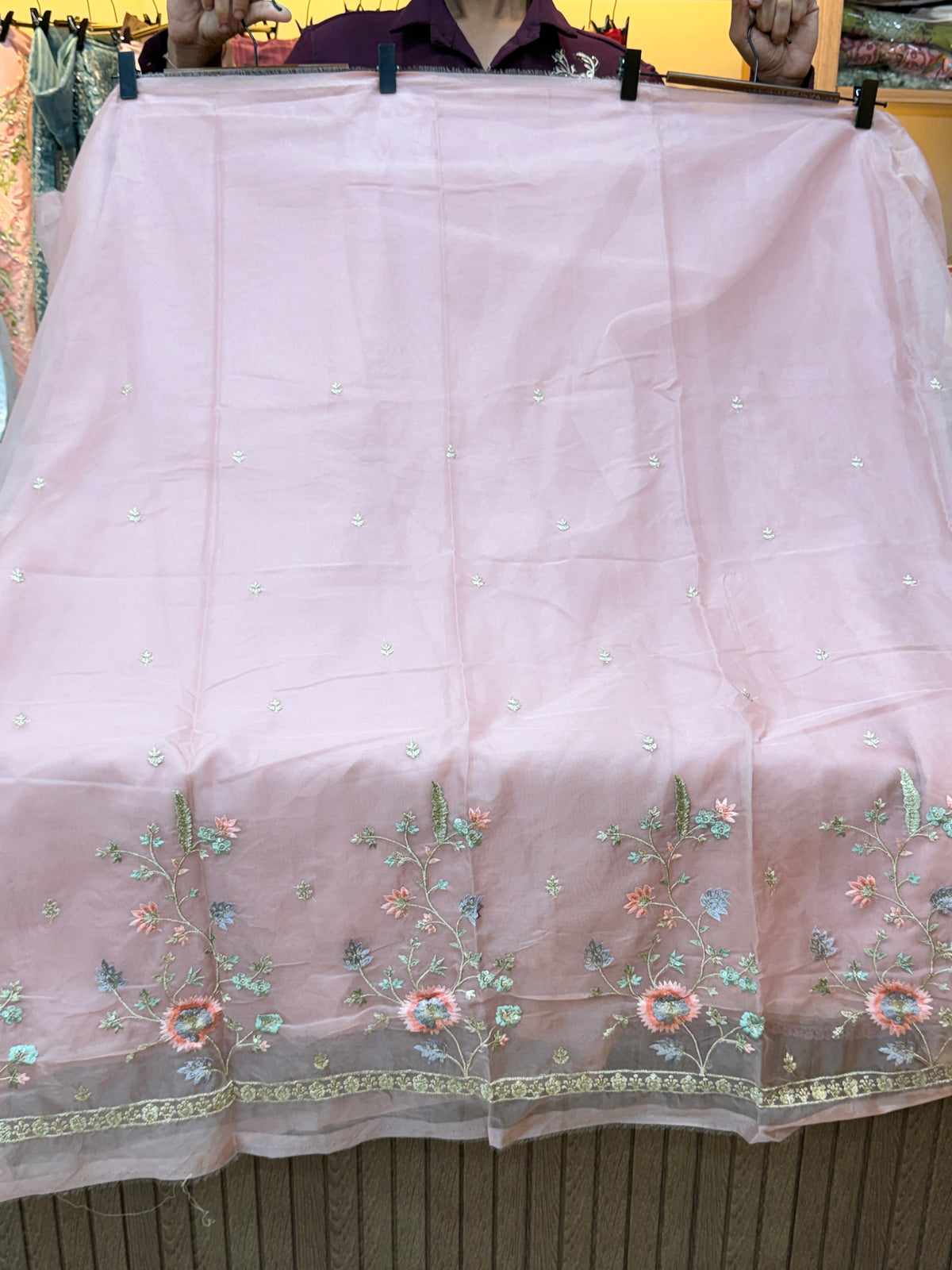 1453 Pakistani Unstitched Partywear - Blush Pink
