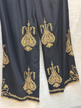 328 Two-Tone Intricately  Embroidered Ethnic Cord Set - Black