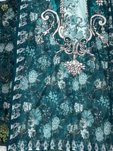 1424 Mausumery Foral Lawn Suit - Purple