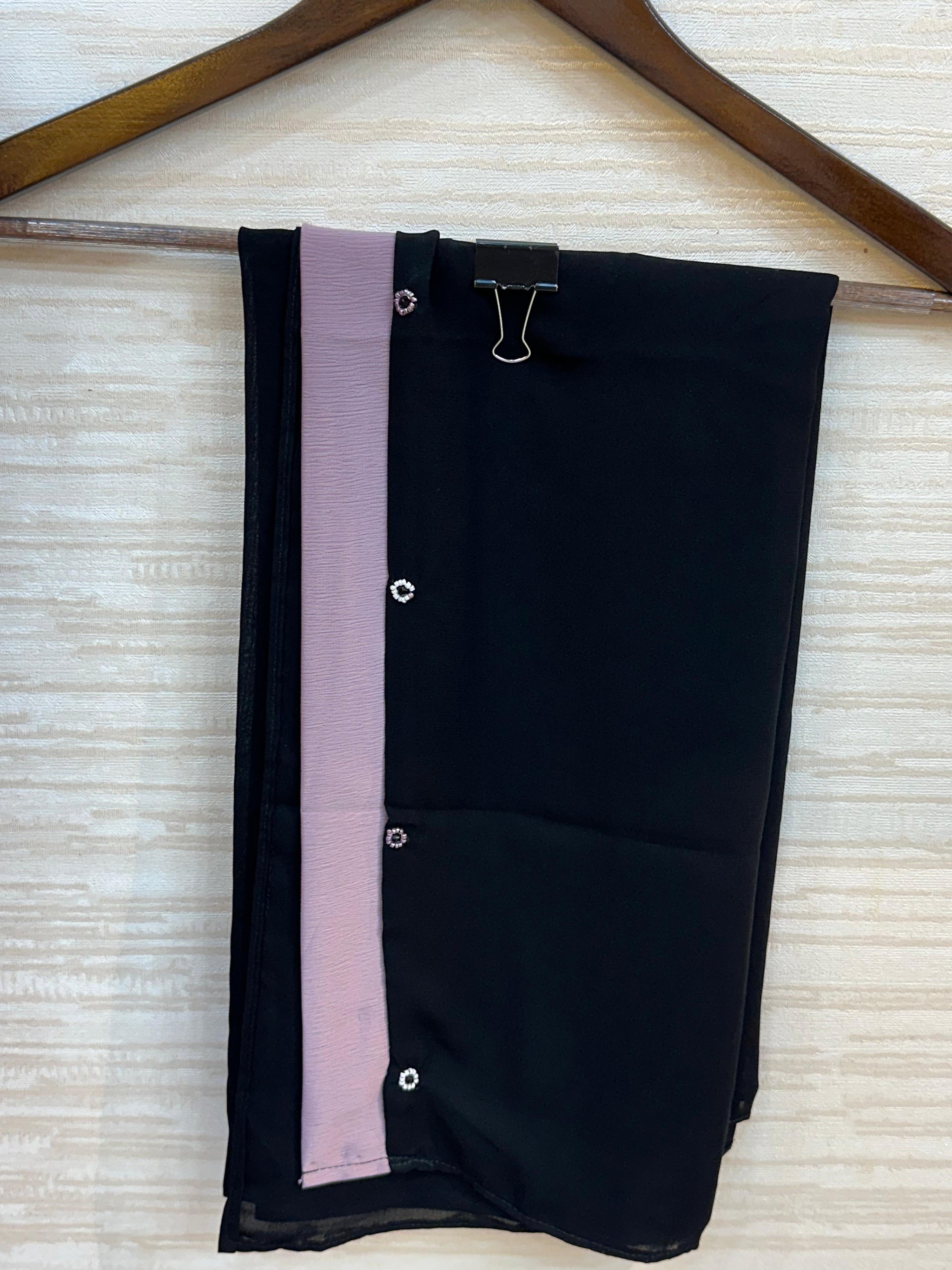 334 Midnight Pearl Embellished Abaya Set - Lavender