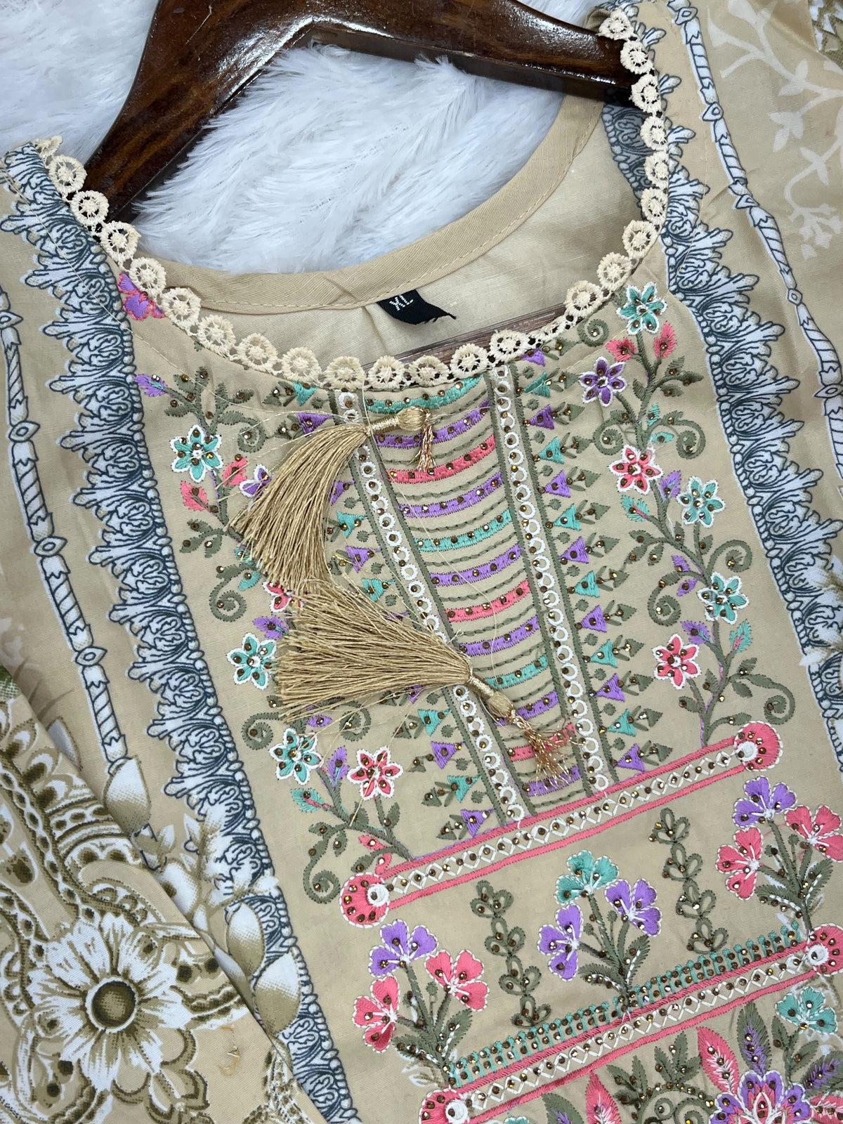 1449 Pakistani Embroidered Suit - Chiku