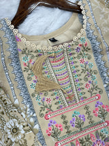 1449 Pakistani Embroidered Suit - Chiku