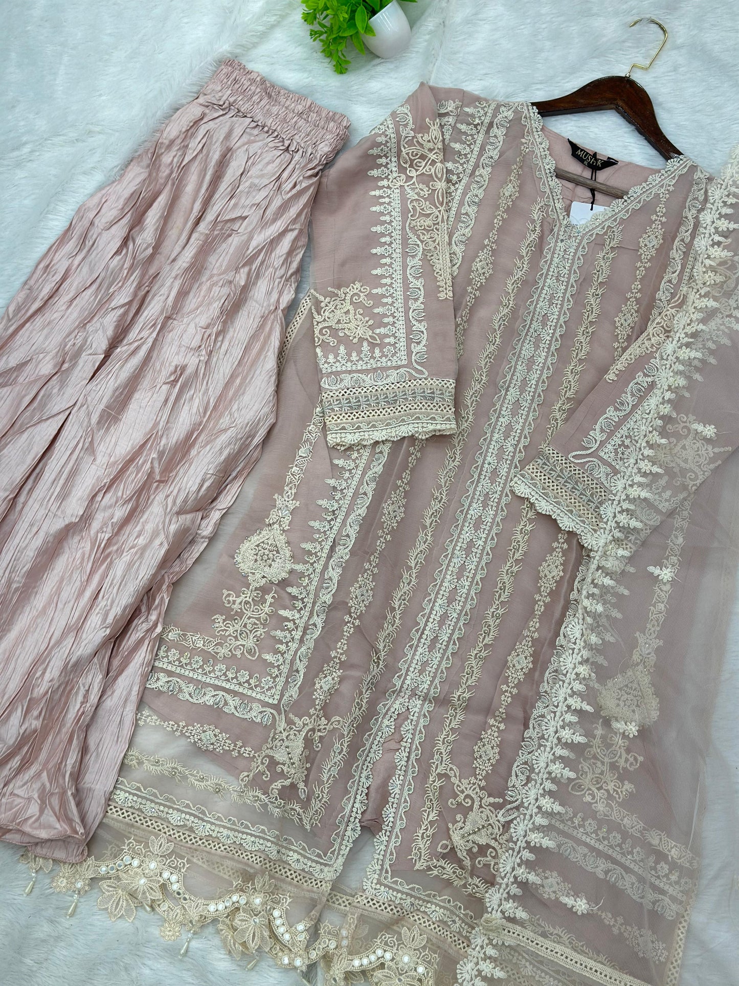 857 Readymade Mushk A-Line Sharara Set - Rosy Pink