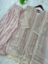 857 Readymade Mushk A-Line Sharara Set - Rosy Pink
