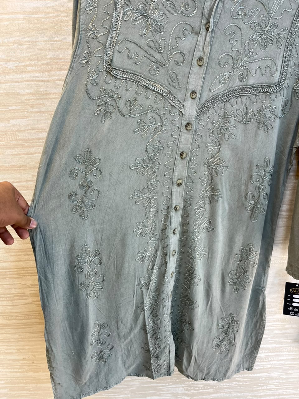 1205 Kashmiri Embroidered Coord Set - Dusty Mint