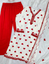 1354 Heart Embroidered Lace-Work Coordset