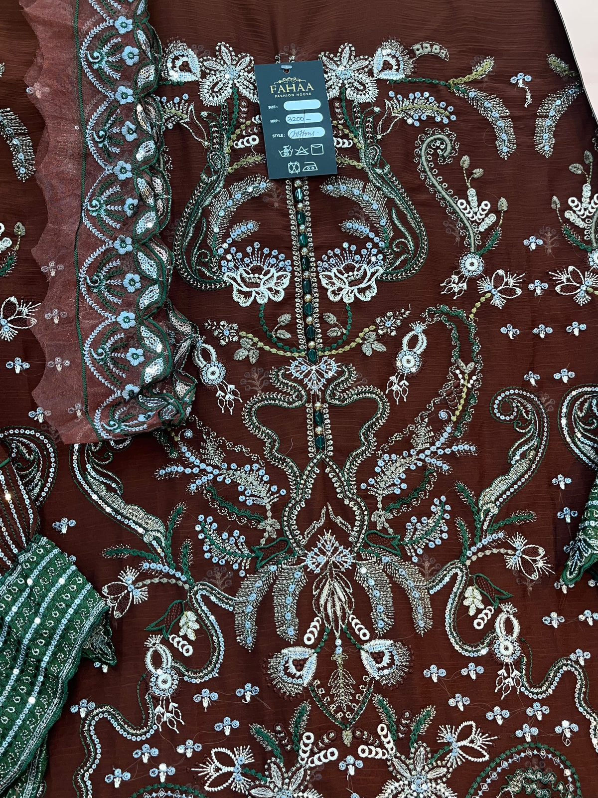 1782 Pakistani Unstitched Party Wear - Rust Brown