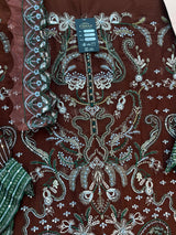 1782 Pakistani Unstitched Party Wear - Rust Brown
