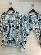 1044 Korean Bow Night Wear - White