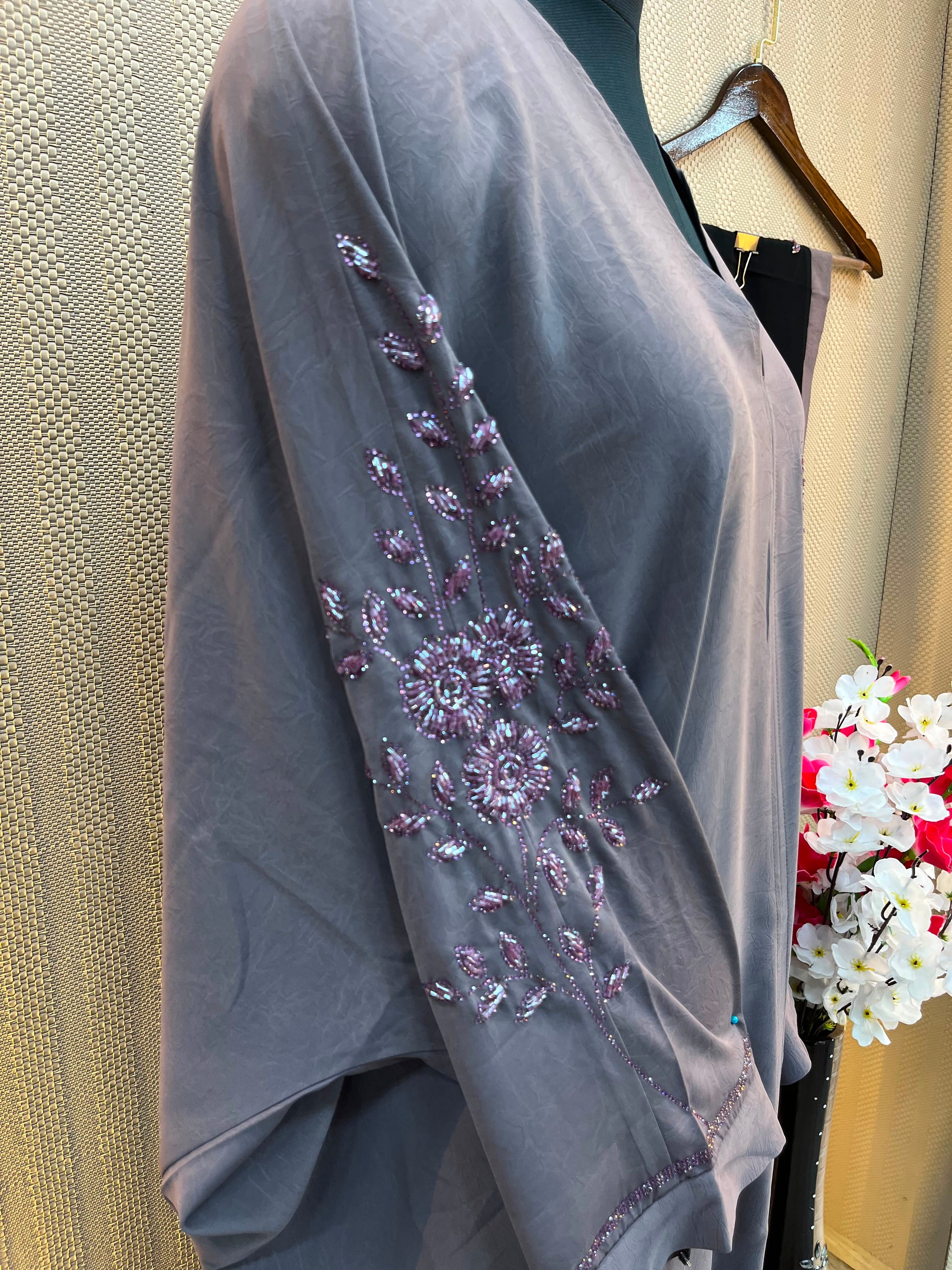 1117 The Premium Abaya - Mauve Gray