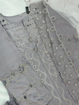 652 Pakistani Cut-Work Embroidery - Ash Lilac