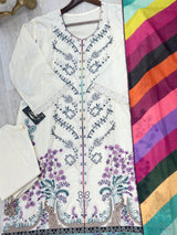 625 Premium Pakistani Lawn Suit - White