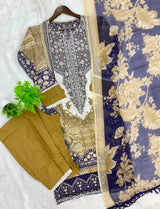 1212 Pakistani Lawn Suit - Mustard