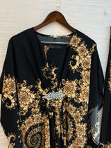 1201 Kaftan Coord Set - Black