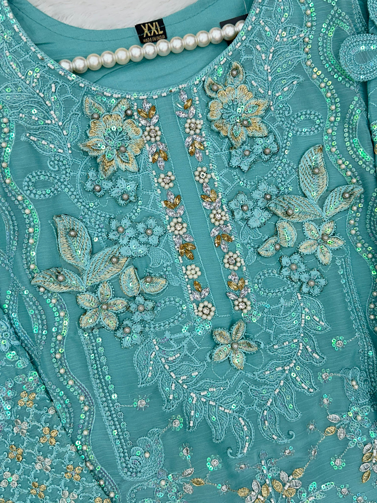 1433 Heavy Pakistani Partywear -  Aqua