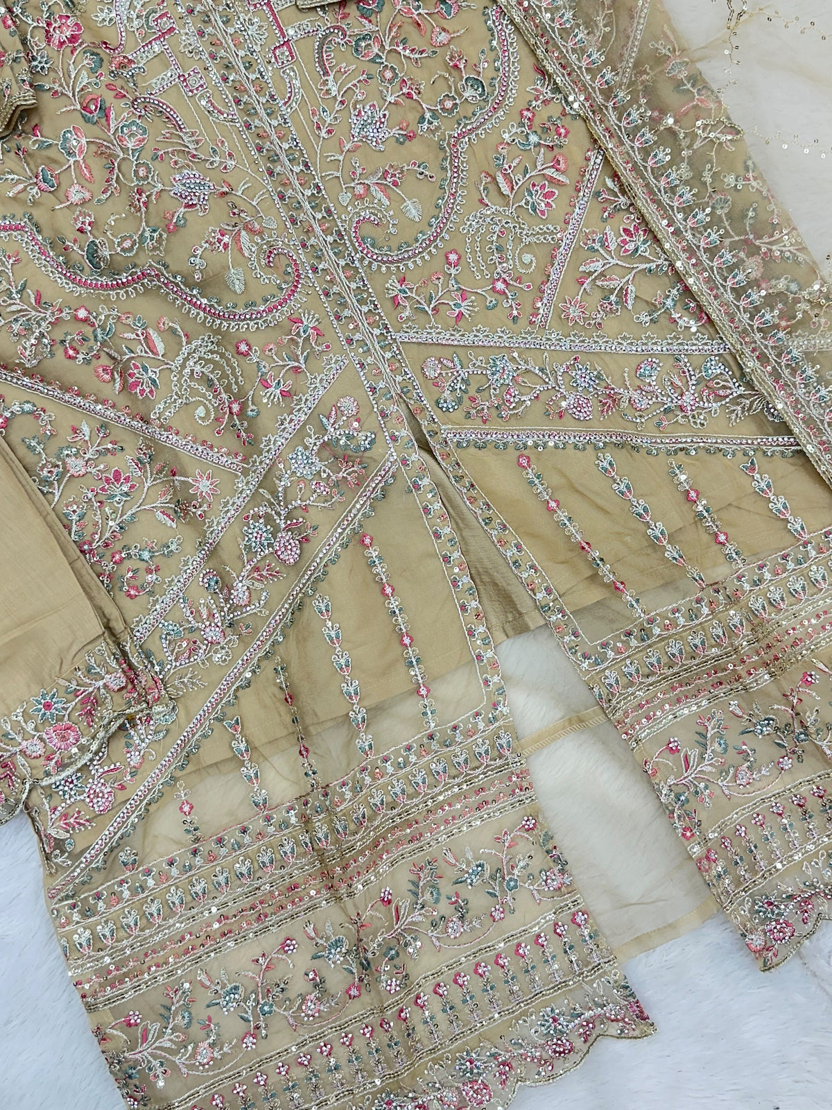 1434 Heavy Pakistani Partywear - Olive Green