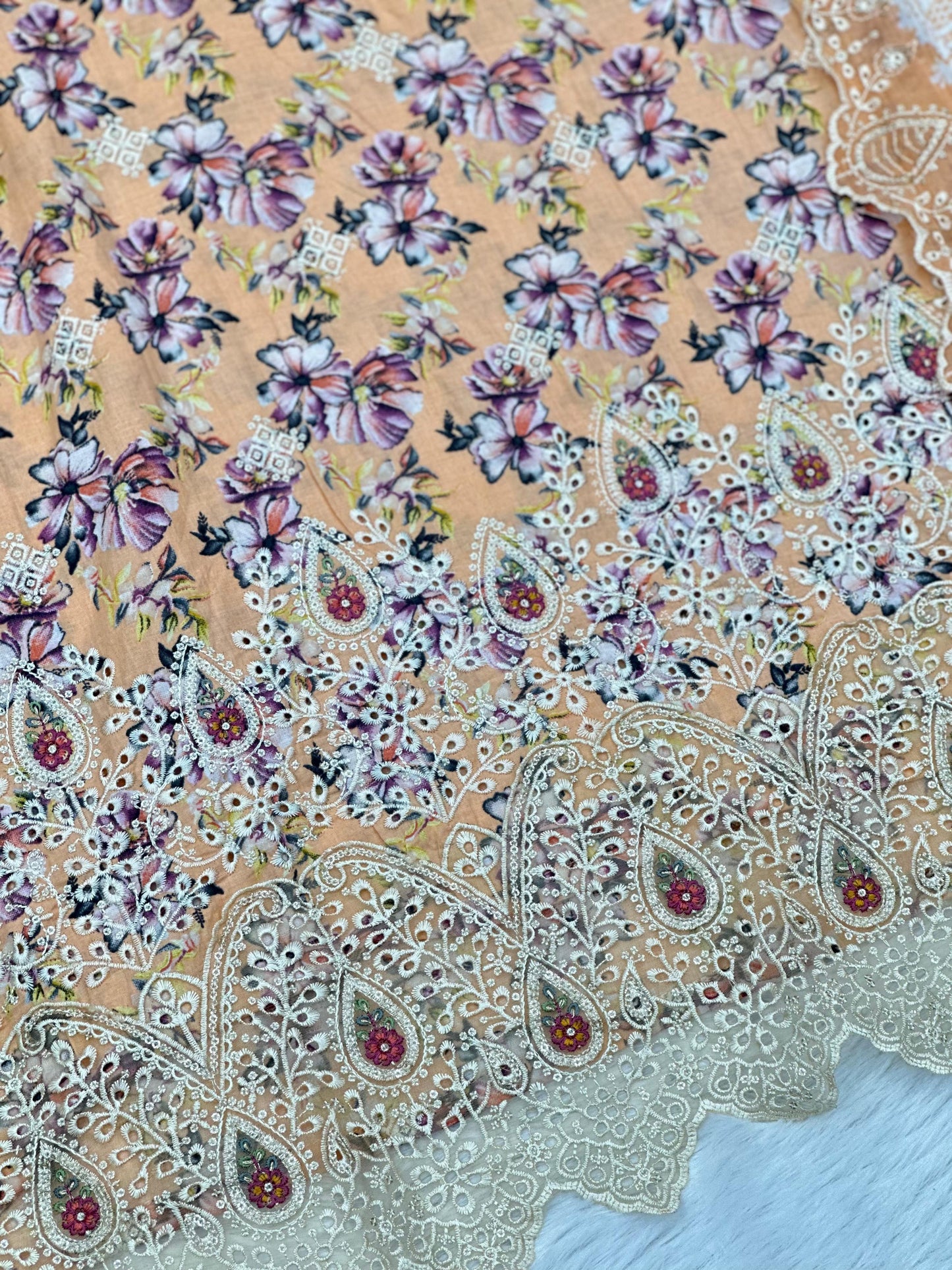 682 Pakistani Lawn Suit - Orange