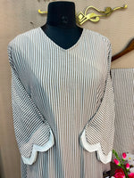 1230 Striped Maxi Kaftan A-Line Set - Beige