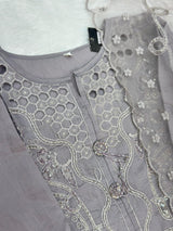 652 Pakistani Cut-Work Embroidery - Ash Lilac