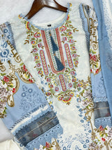 1449 Pakistani Embroidered Suit - Off White