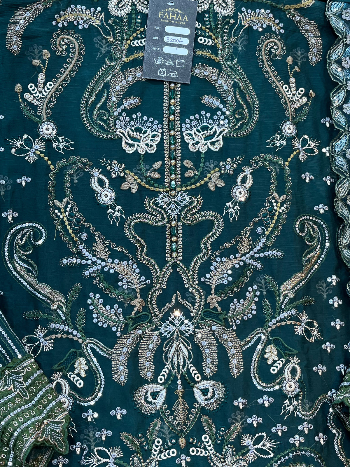 1782 Pakistani Unstitched Party Wear - Teal Green