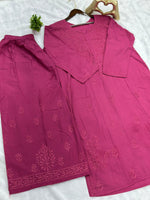 693 Lucknowi Palazzo Set - Magenta Pink