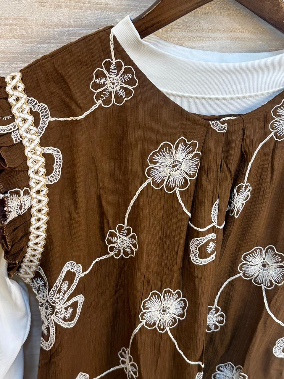 896 Flared Coord Set - Brown