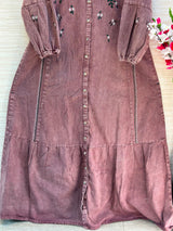 1210 Embroidered Denim Gown - Dusty Mauve