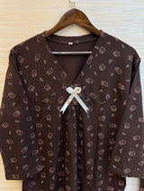 1447 Korean Bow Night Wear - Chocolate Brown