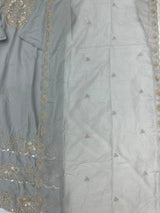 1204 Floral Hand-Work Partywear - Dove Grey