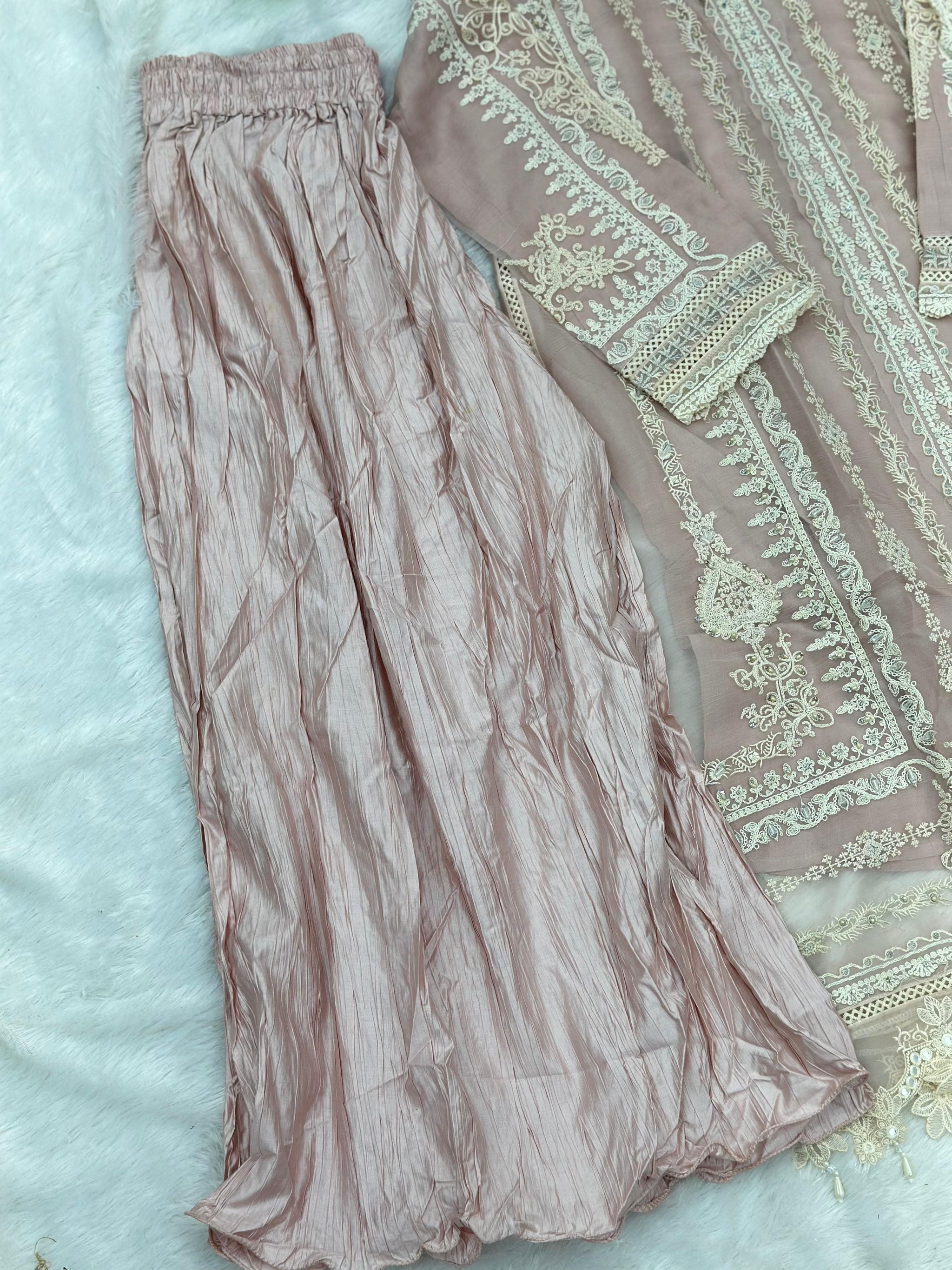 857 Readymade Mushk A-Line Sharara Set - Rosy Pink
