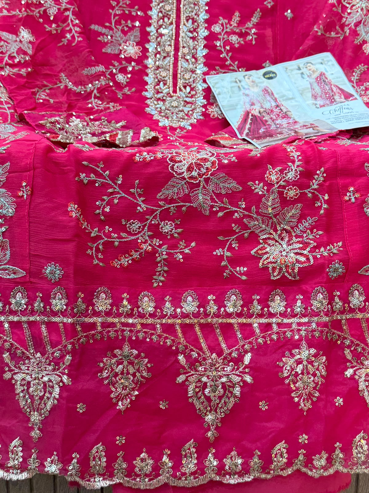 1439 Maria-B Unstitched Partywear - Rani Pink