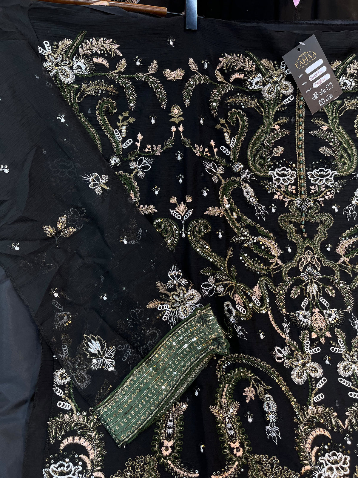 1484 Pakistani Unstitched Party Wear - Black
