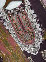 739 Readymade Jade Pakistani Floral Printed Lawn Suit - Burgundy