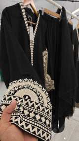 1338 Pakistani Embroidered Coord Set - Black