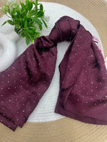 1187 Modest Satin Rhinestone Hijab - Black