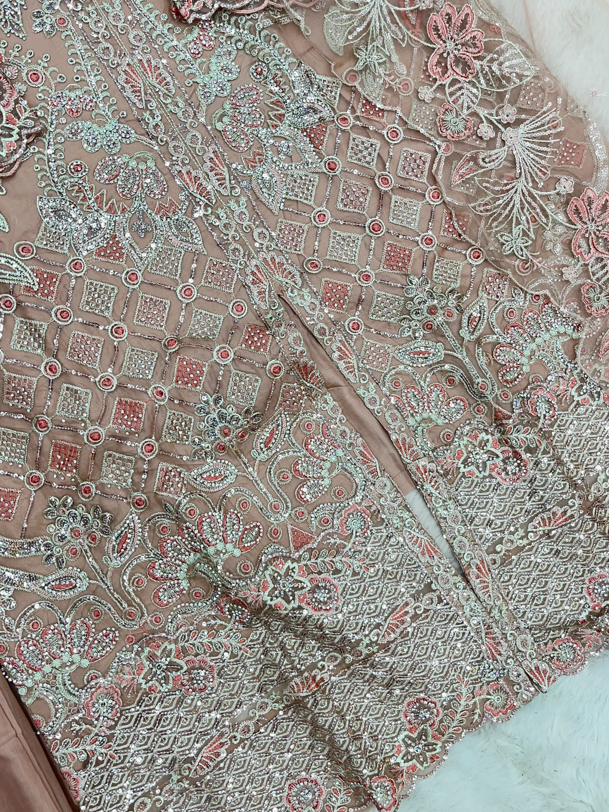 1430 Heavy Pakistani Partywear - Peachy Pink
