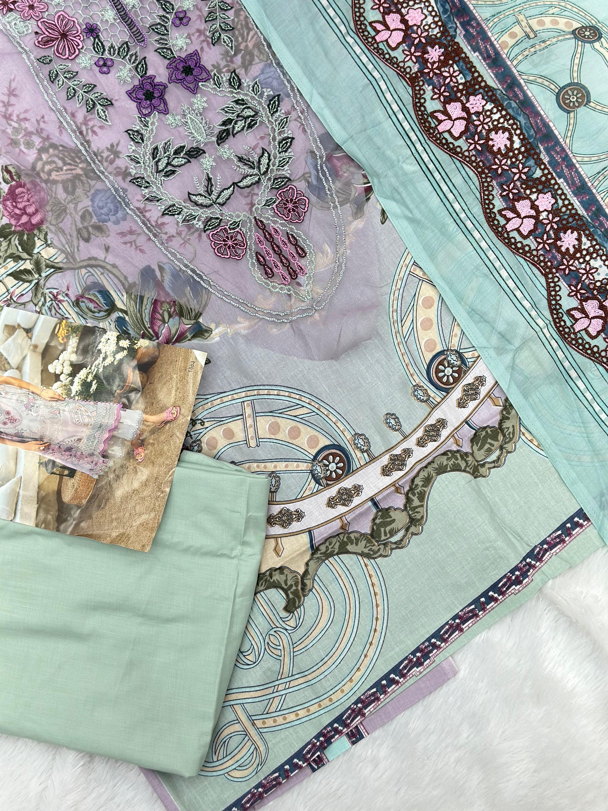 999 Unstitched Casual Lawn Suit