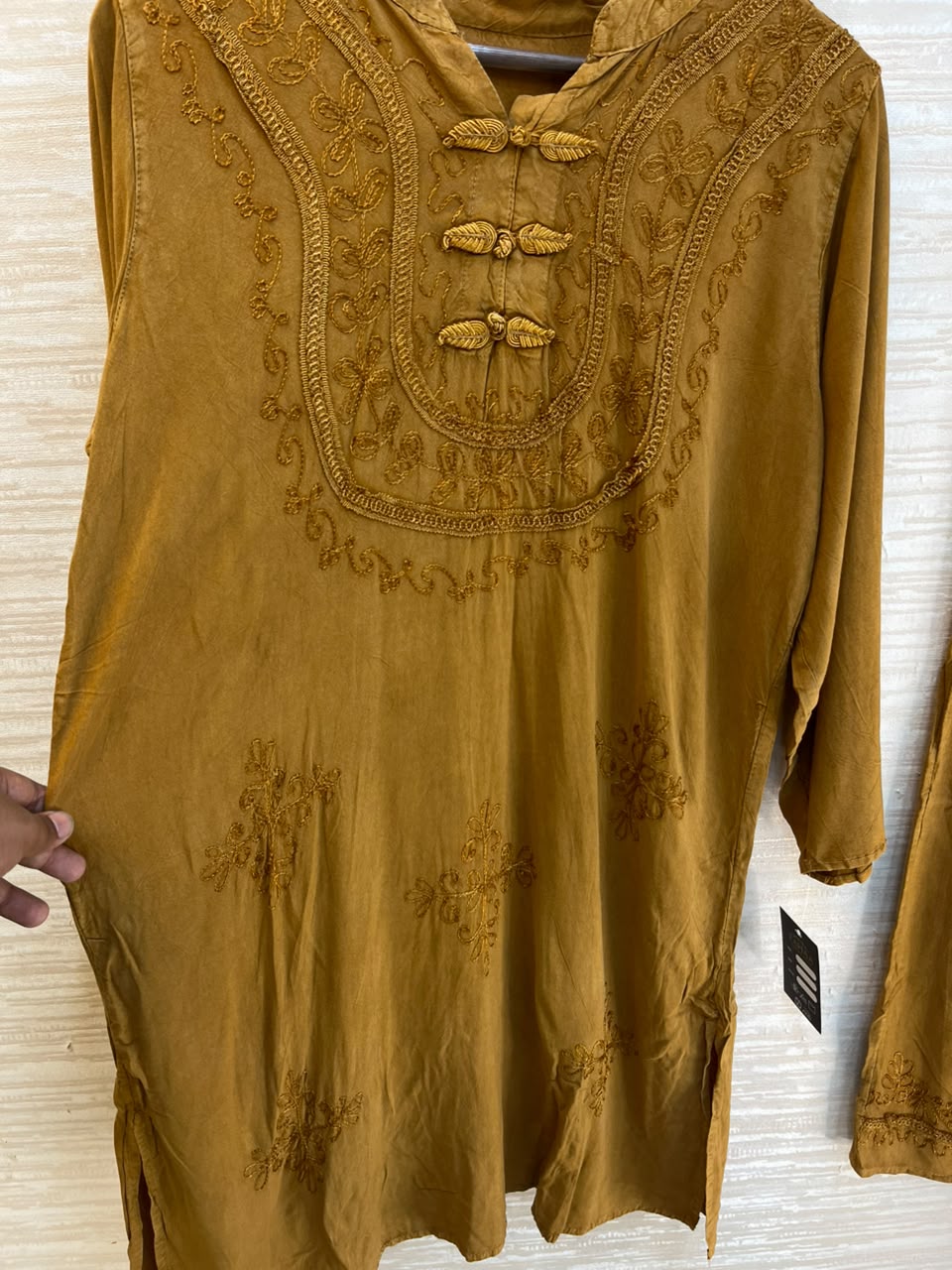 1205 Kashmiri Embroidered Coord Set - Mustard