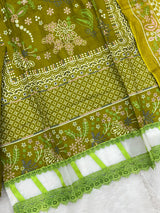 1451 Pakistani Embroidered Suit - Olive Green