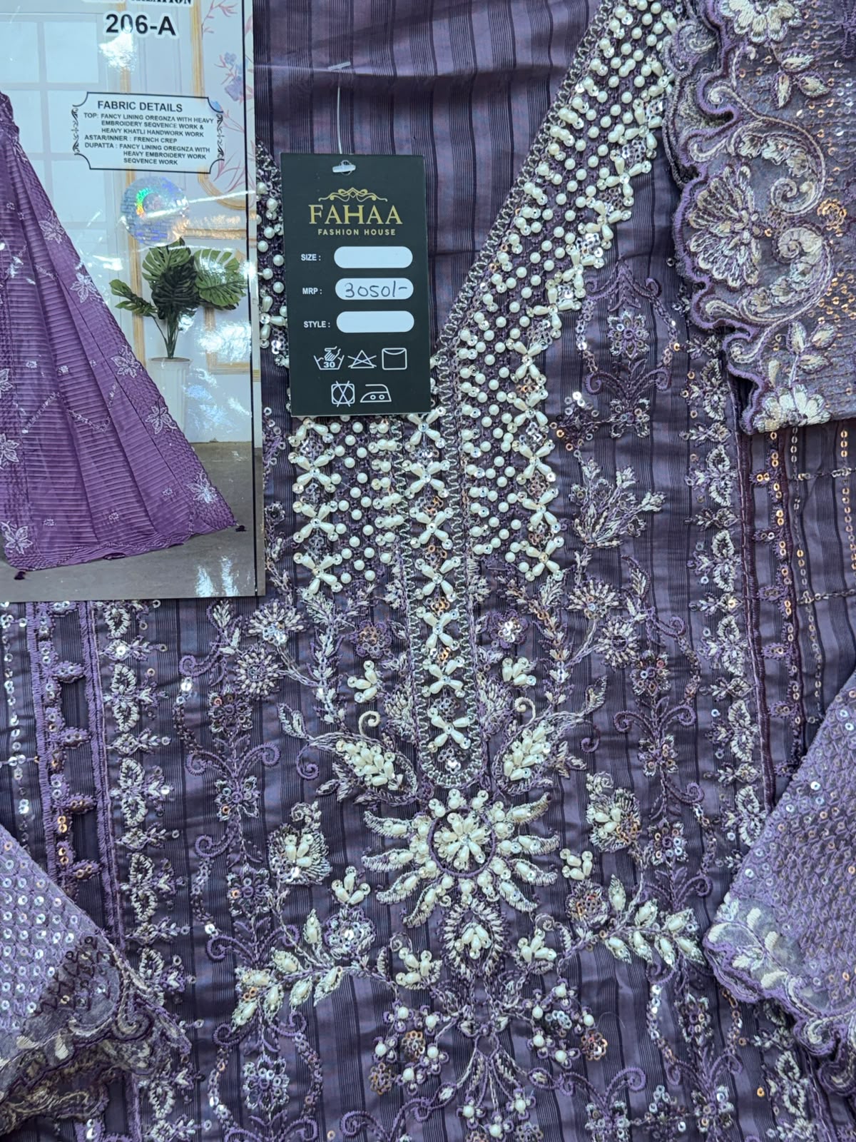 1436 Pakistani Unstitched Partywear - Purple