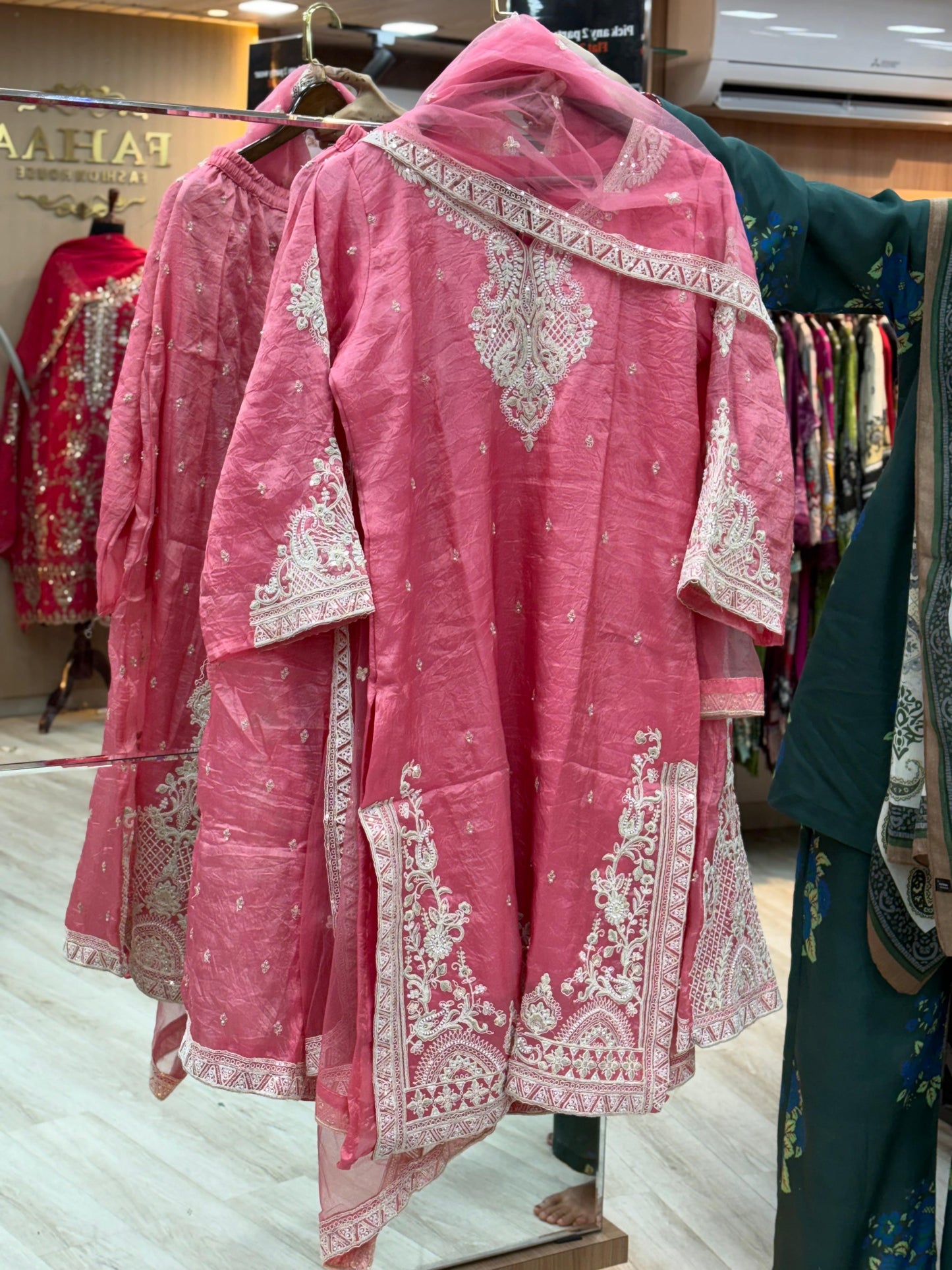 278 - Embroidery Sharara Set - Rose Pink
