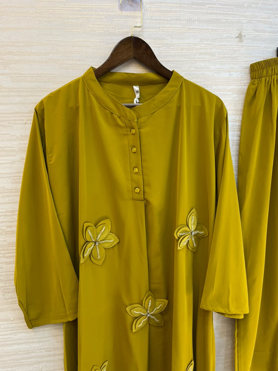 1202 Floral Patch Work Coord Set - Mustard Yellow