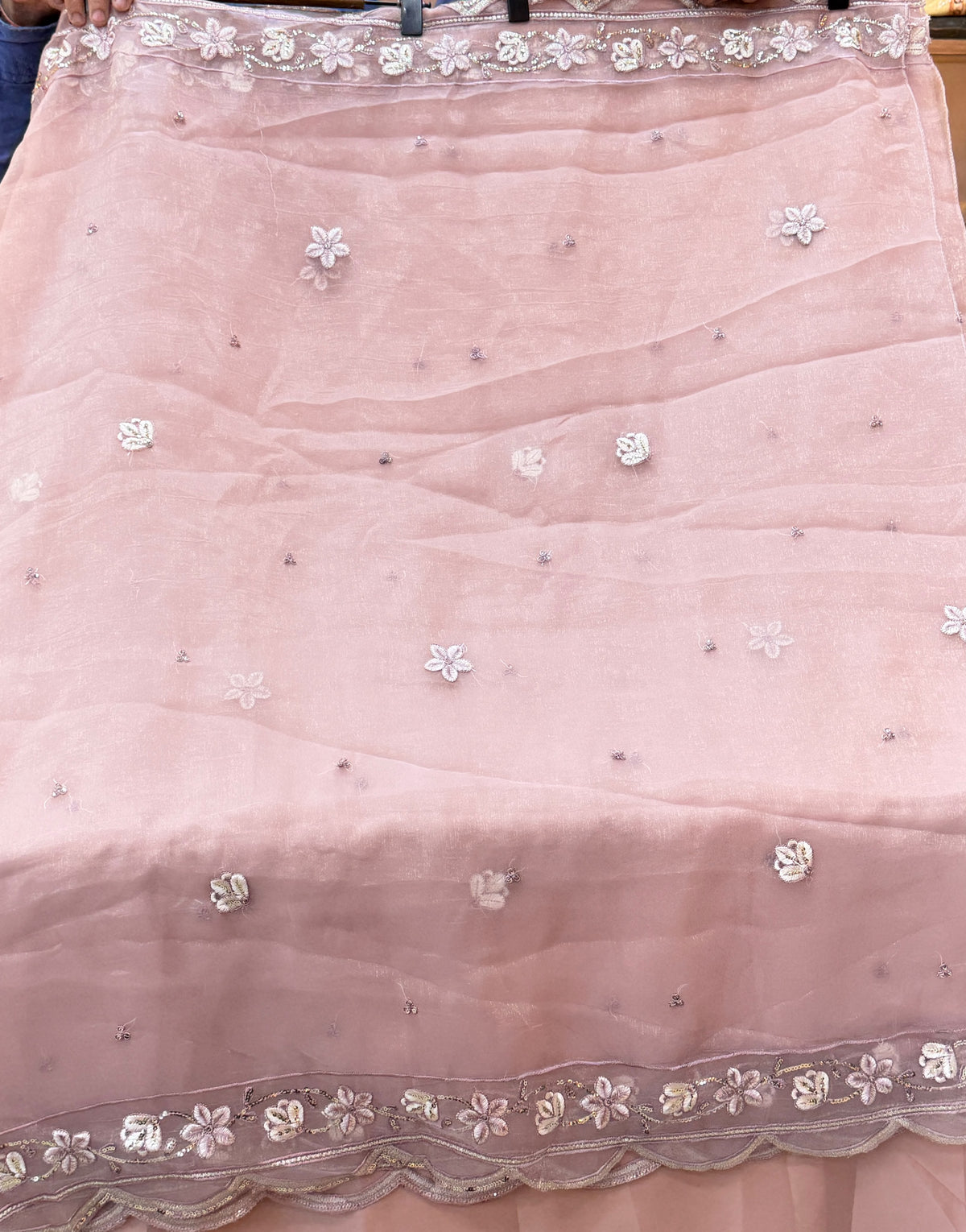 1438 Pakistani Unstitched Partywear - Pink