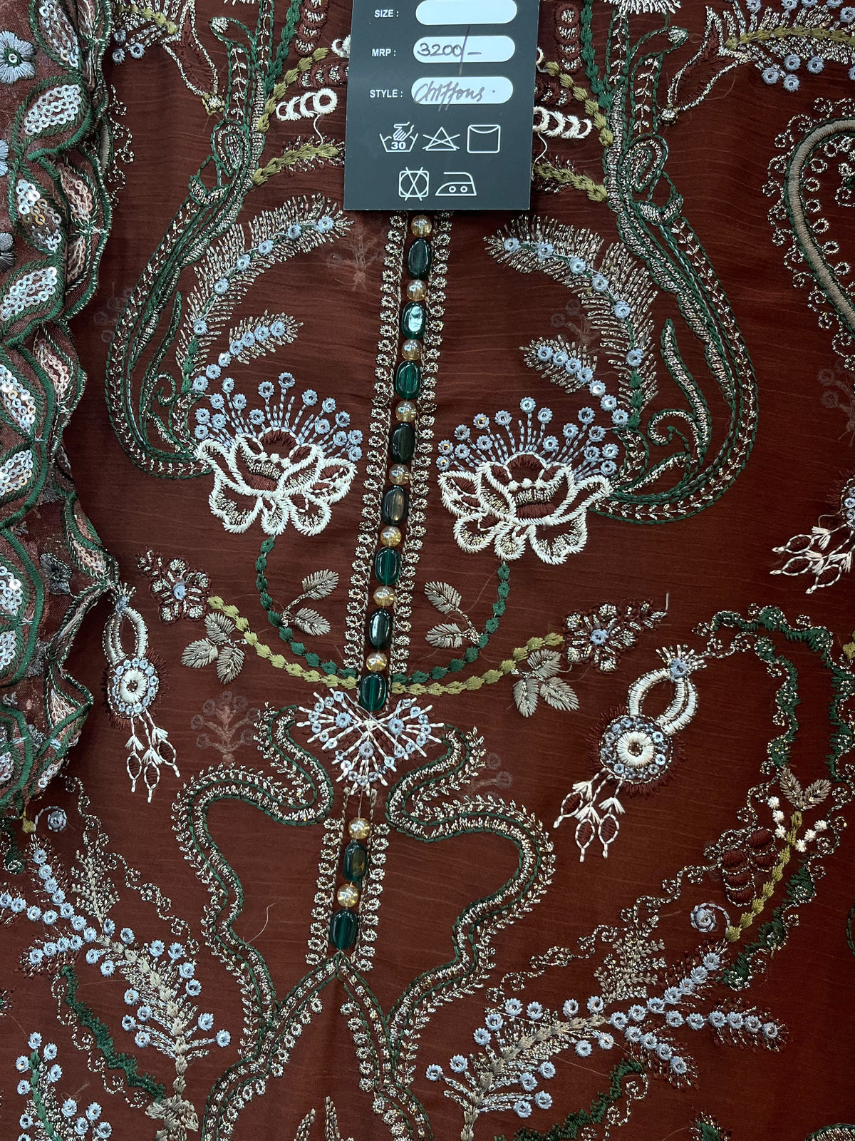 1782 Pakistani Unstitched Party Wear - Rust Brown