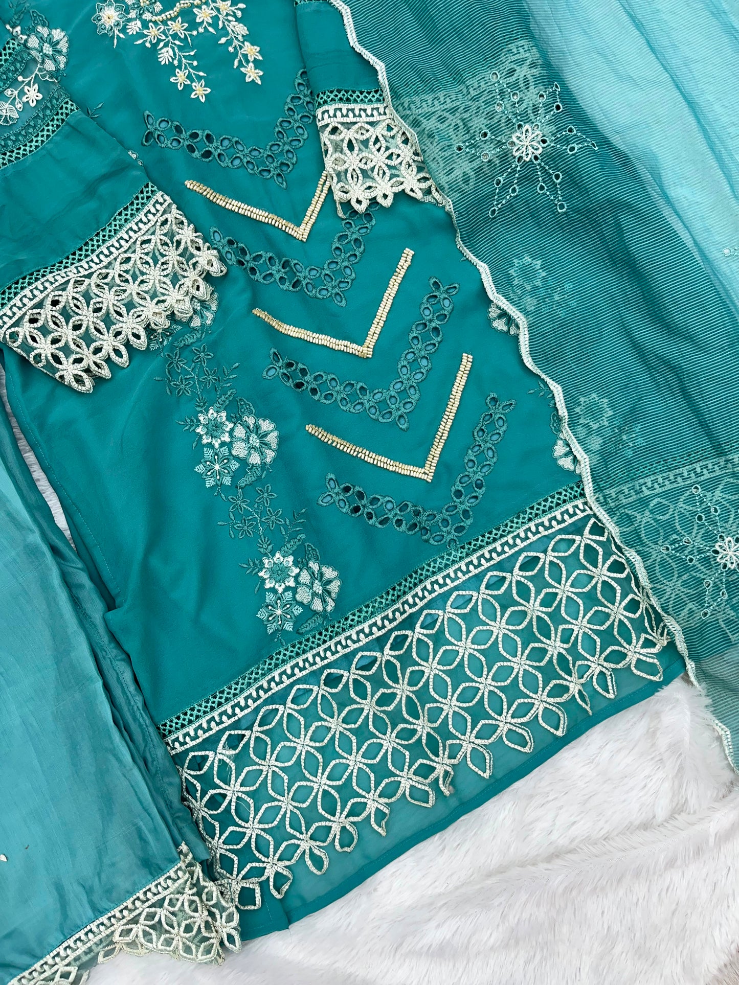 1145 Premium Pakistani Partywear - Sea Green
