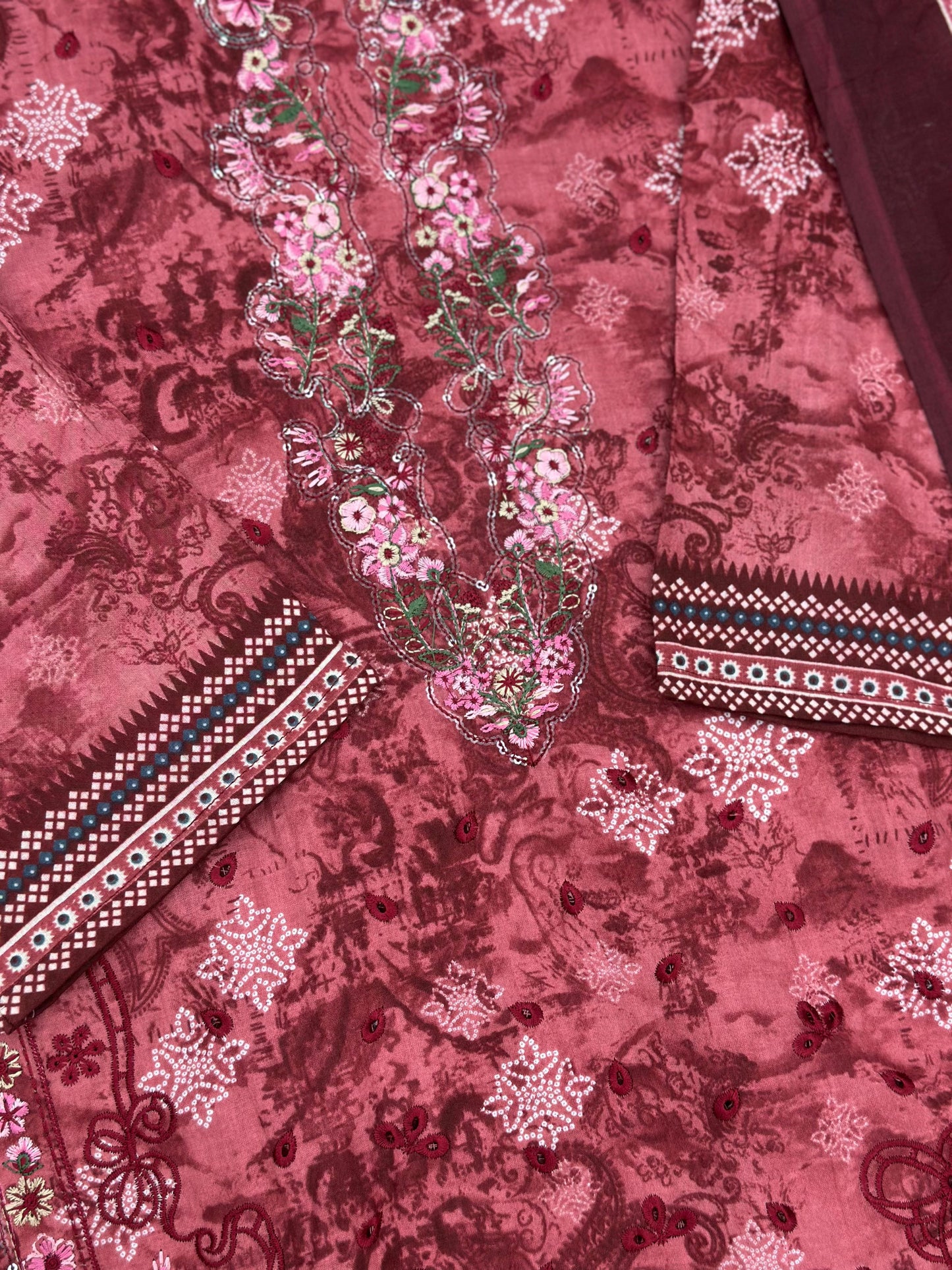 629 Premium Pakistani Lawn Suit - Dark Pink
