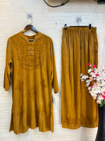 1205 Kashmiri Embroidered Coord Set - Mustard