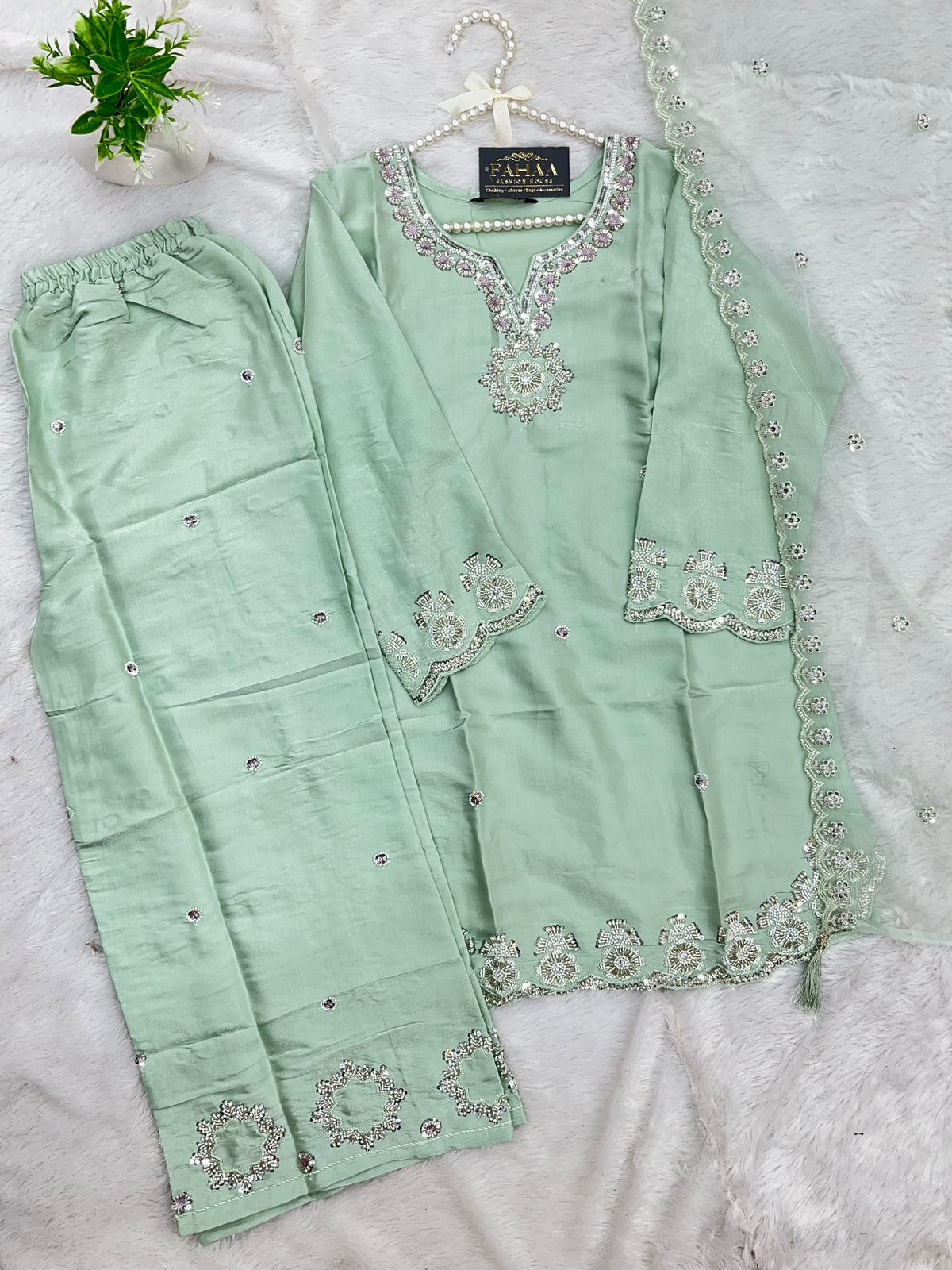1431 Heavy Pakistani Partywear - Mint Green